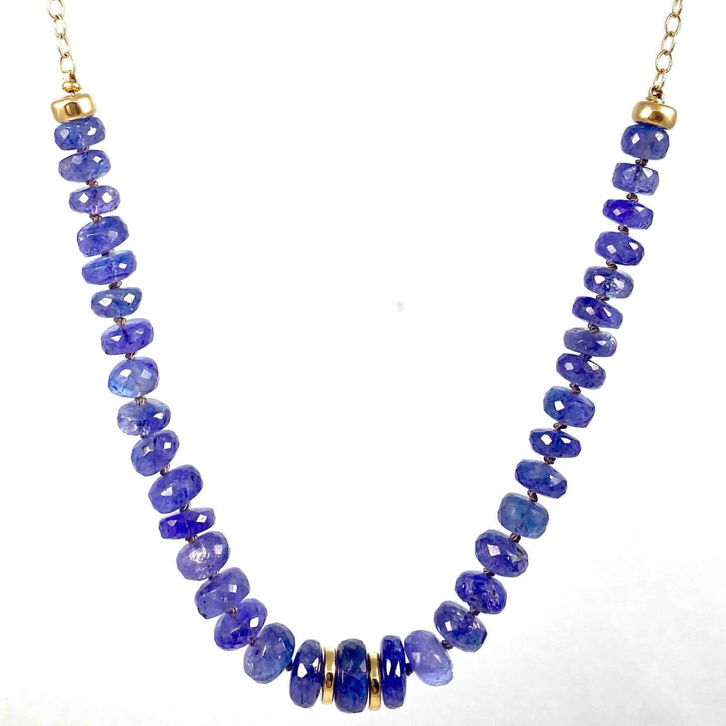 Tanzanite Beads & Half Chain Necklace