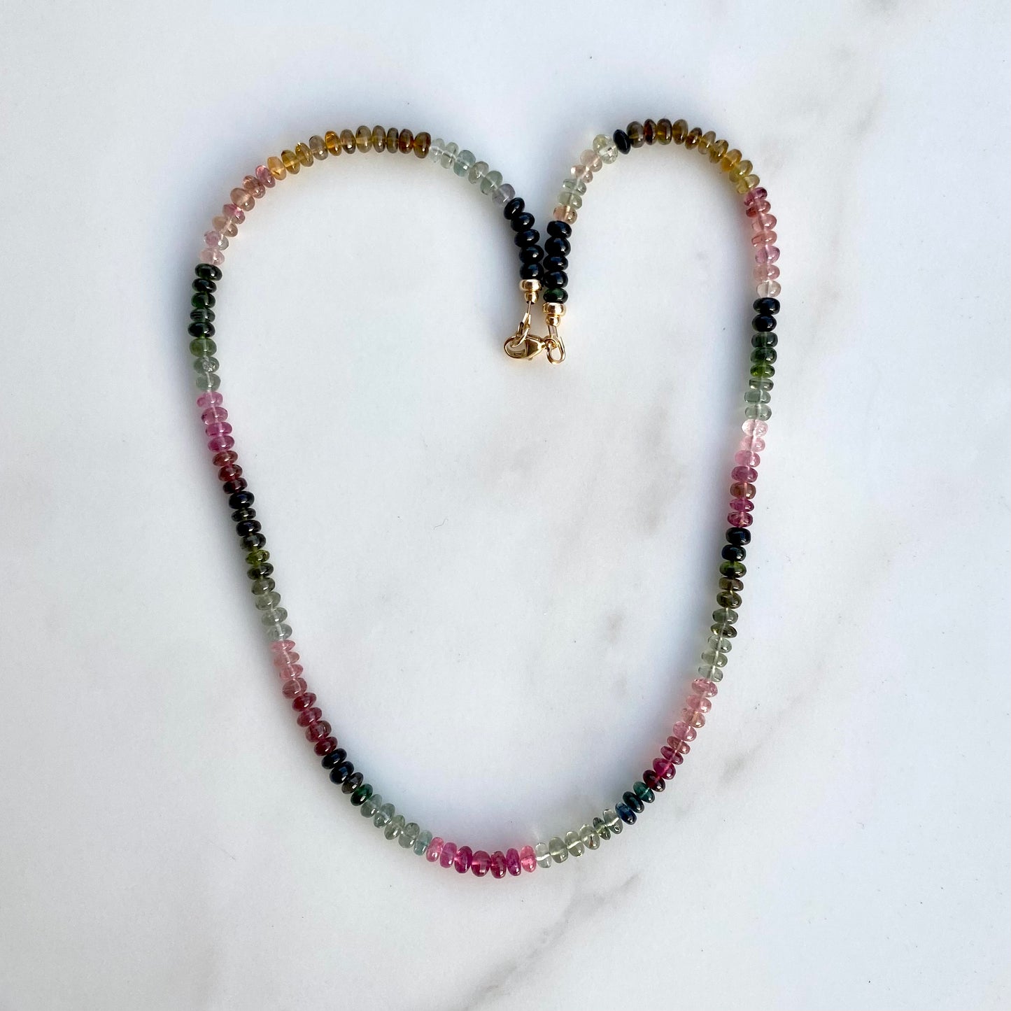 Tourmaline Crystal Pendant on Tourmaline Beaded Necklace