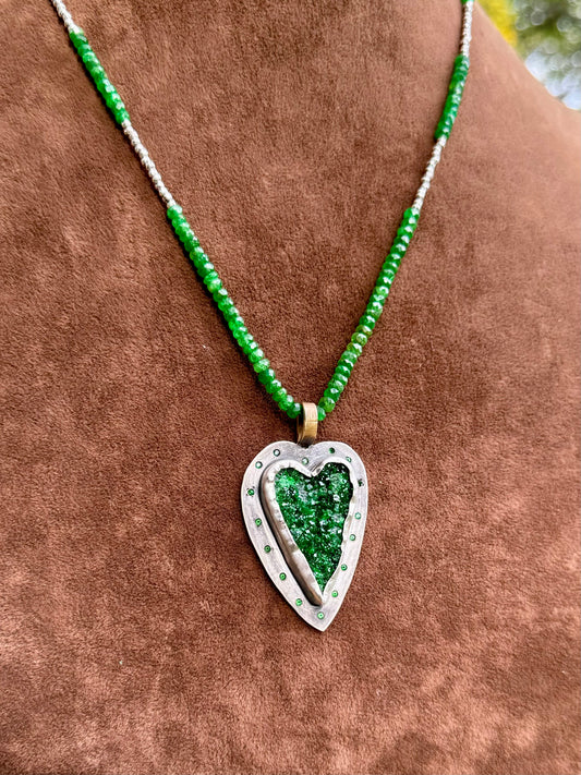 Tsavorite Heart Pendant Necklace