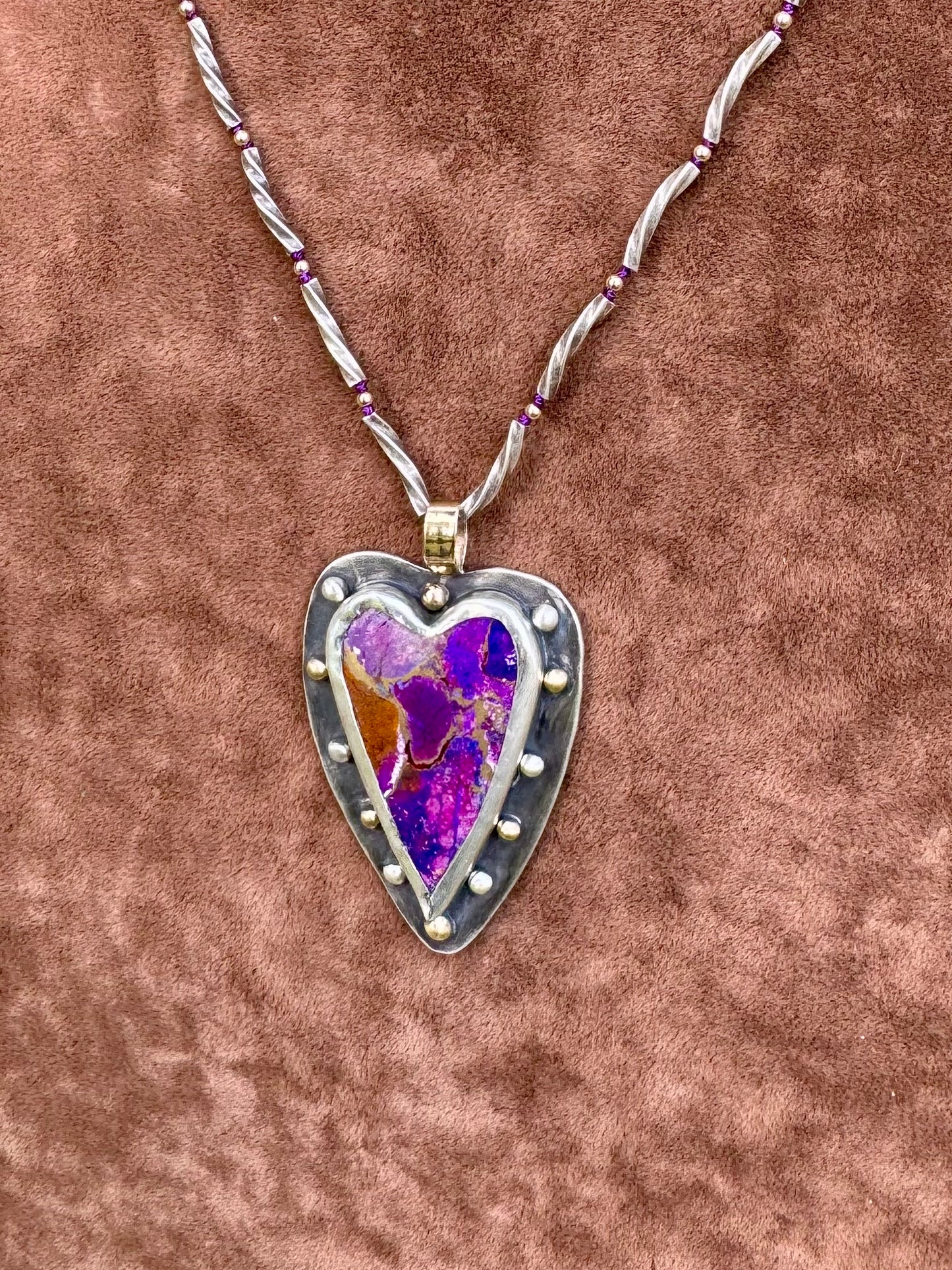 Purple Copper Turquoise Heart Pendant