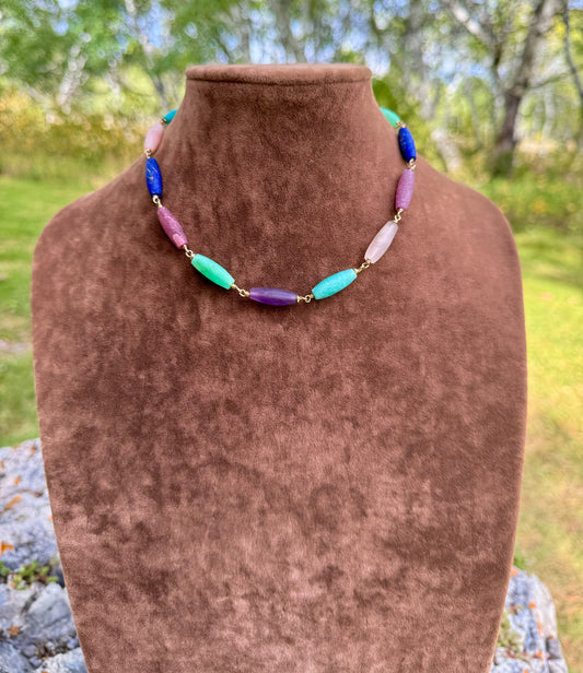 Wire wrapped Matte Barrel Necklace