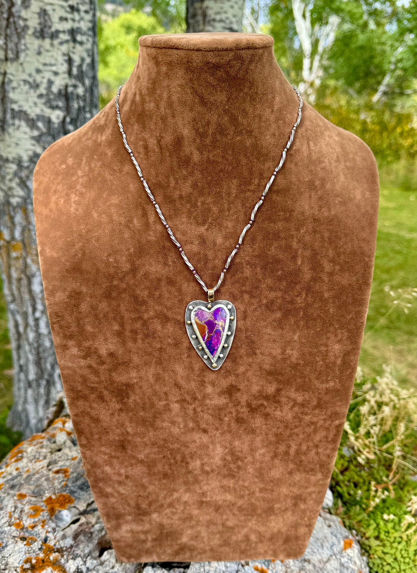 Purple Copper Turquoise Heart Pendant