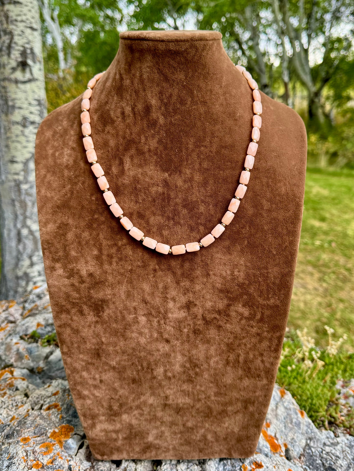 Peach Aventurine Hat Band & Necklace