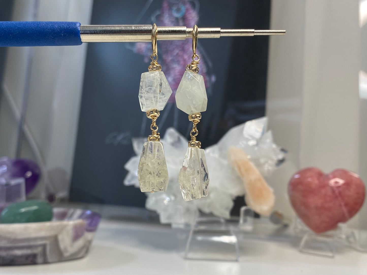 Morganite Chandelier Earrings Two Tier