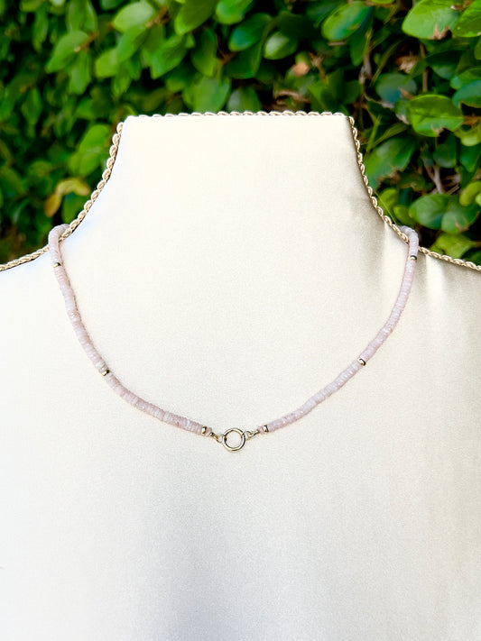 Charm Connector Pink Opal Necklace