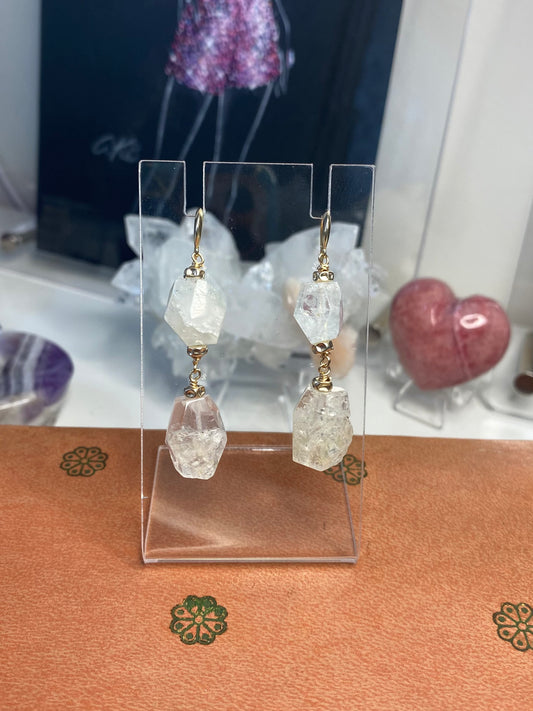 Morganite Chandelier Earrings Two Tier