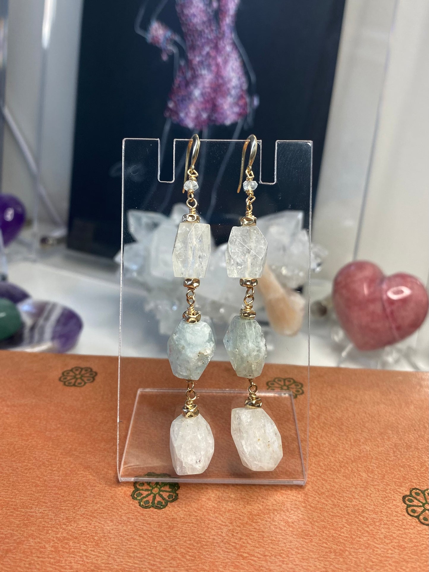 Morganite 3 Drop Chandelier Earrings