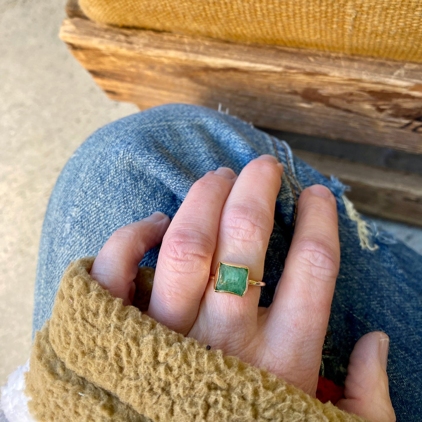 Square Emerald Stacking Ring