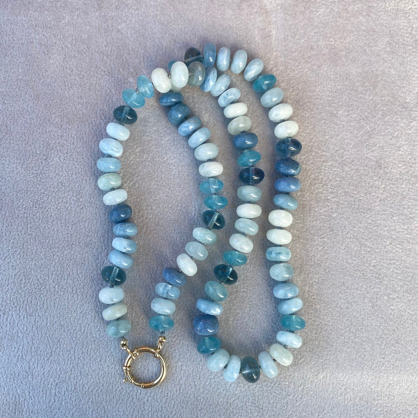 Blue Wave Smooth Rondelle Full Strand Necklace