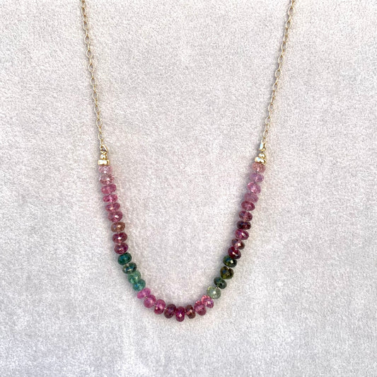 Tourmaline Beads and Half Chain Necklace