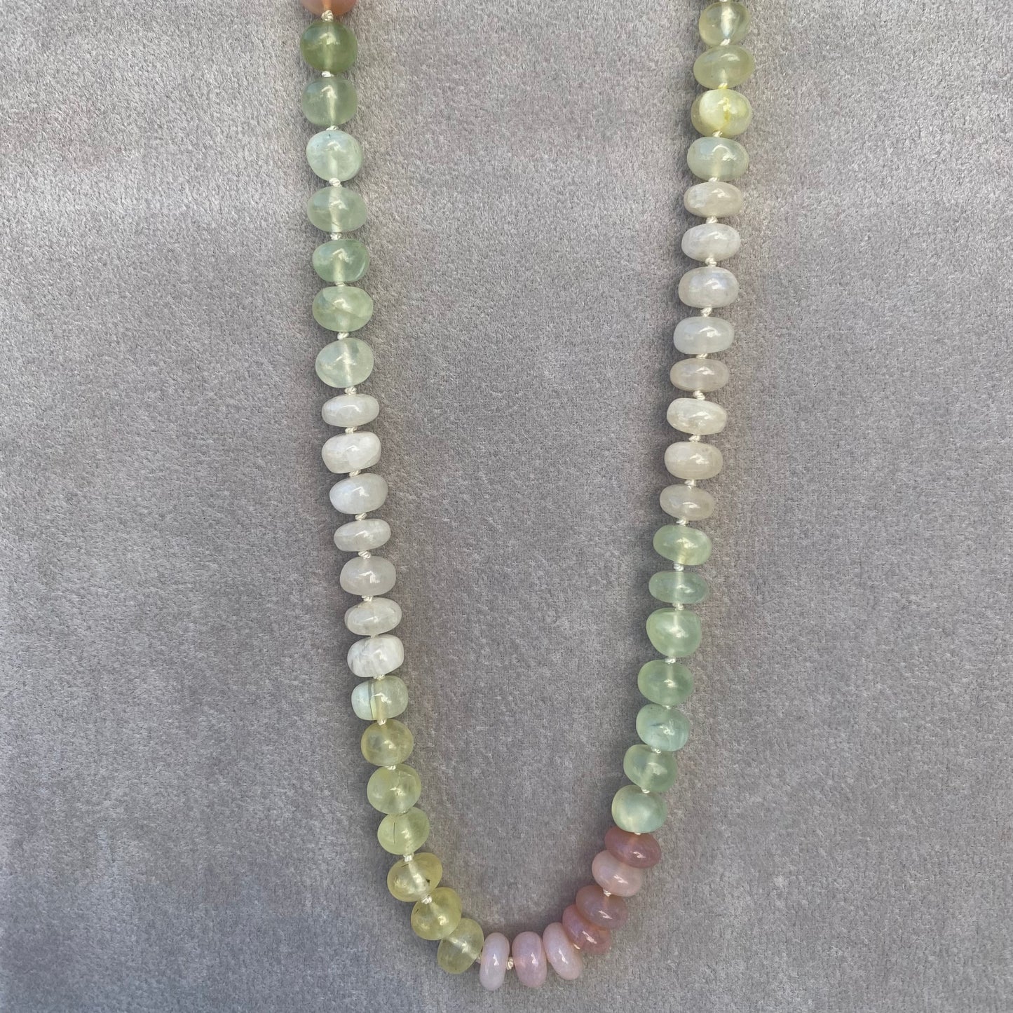 Strawberry, Lemon Quartz & Moonstone Full Strand Bead Necklace