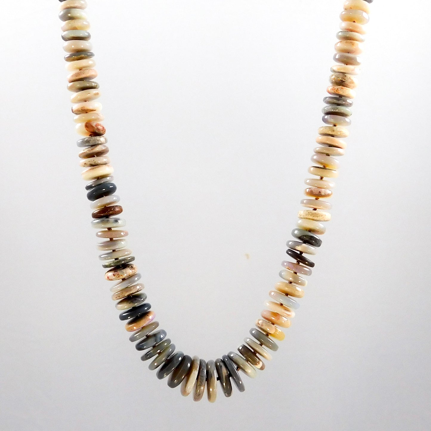 Opal Earth Tone Hand Knotted Disk Necklace