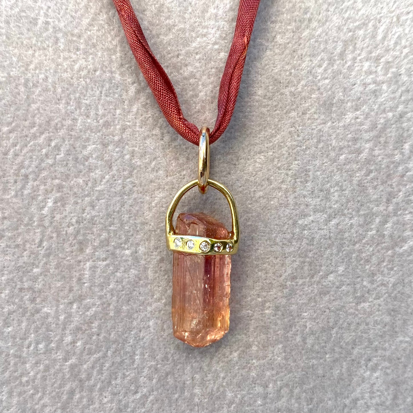 Peach Ombré Tourmaline Crystal Pendant