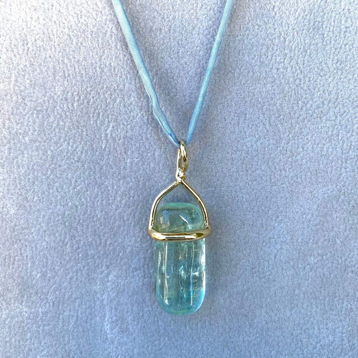 Aquamarine Candy Gemstone on Silk