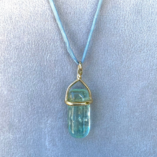 Aquamarine Candy Gemstone on Silk