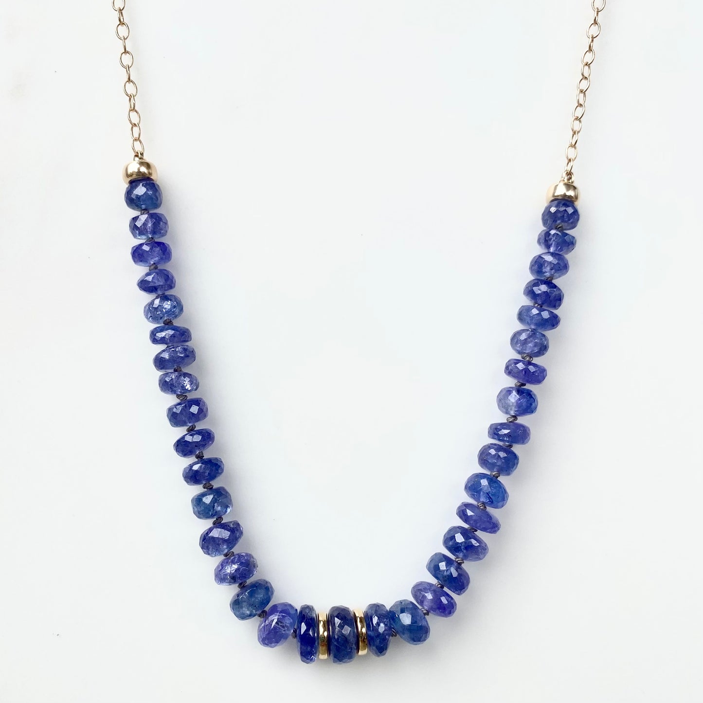 Tanzanite Beads & Half Chain Necklace