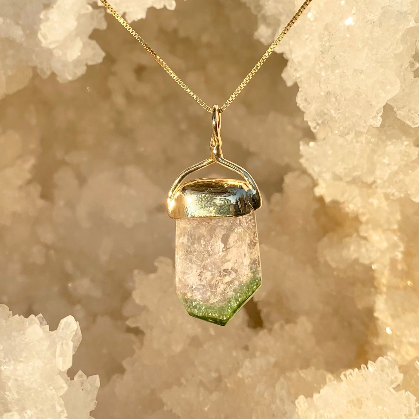 Bicolor Tourmaline Crystal Pendant