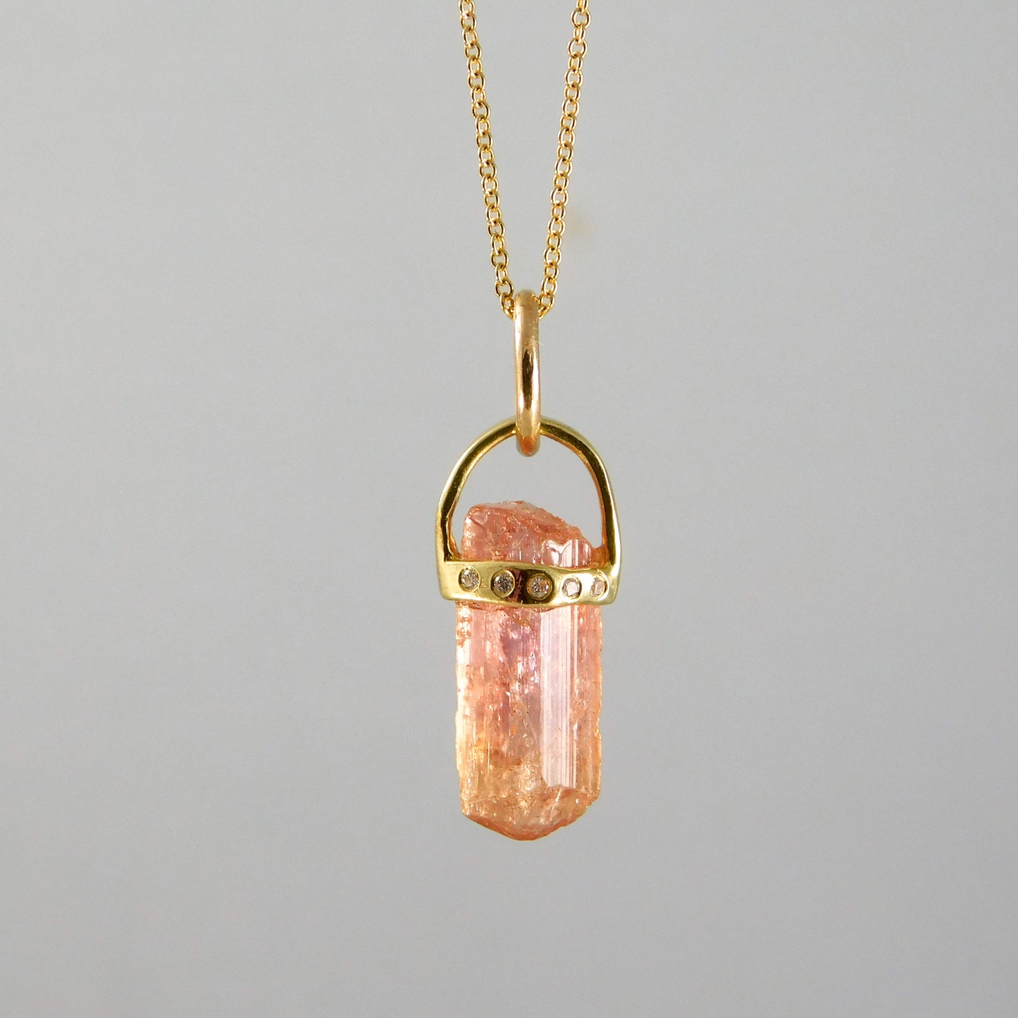 Peach Ombré Tourmaline Crystal Pendant