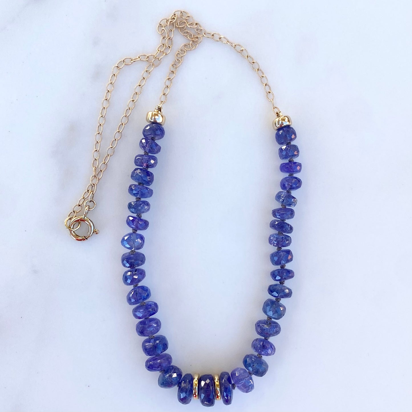 Tanzanite Beads & Half Chain Necklace