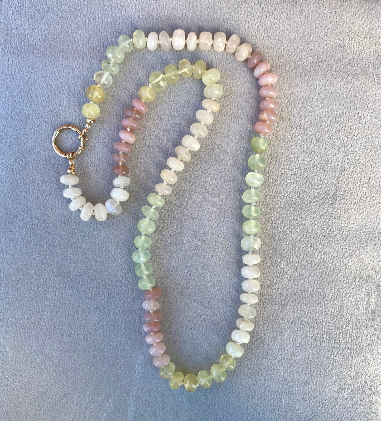 Strawberry, Lemon Quartz & Moonstone Full Strand Bead Necklace