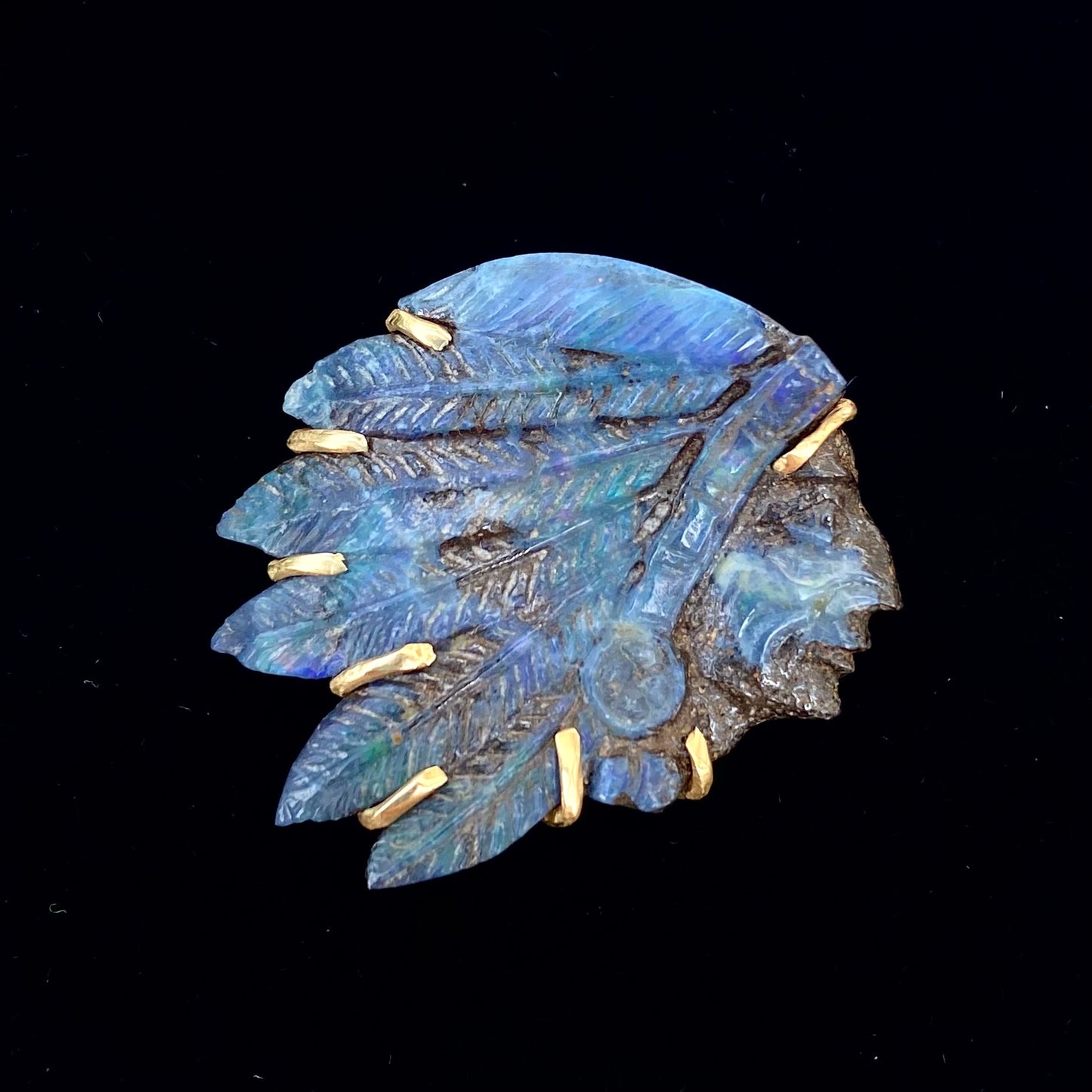 Carved Chief Boulder Opal