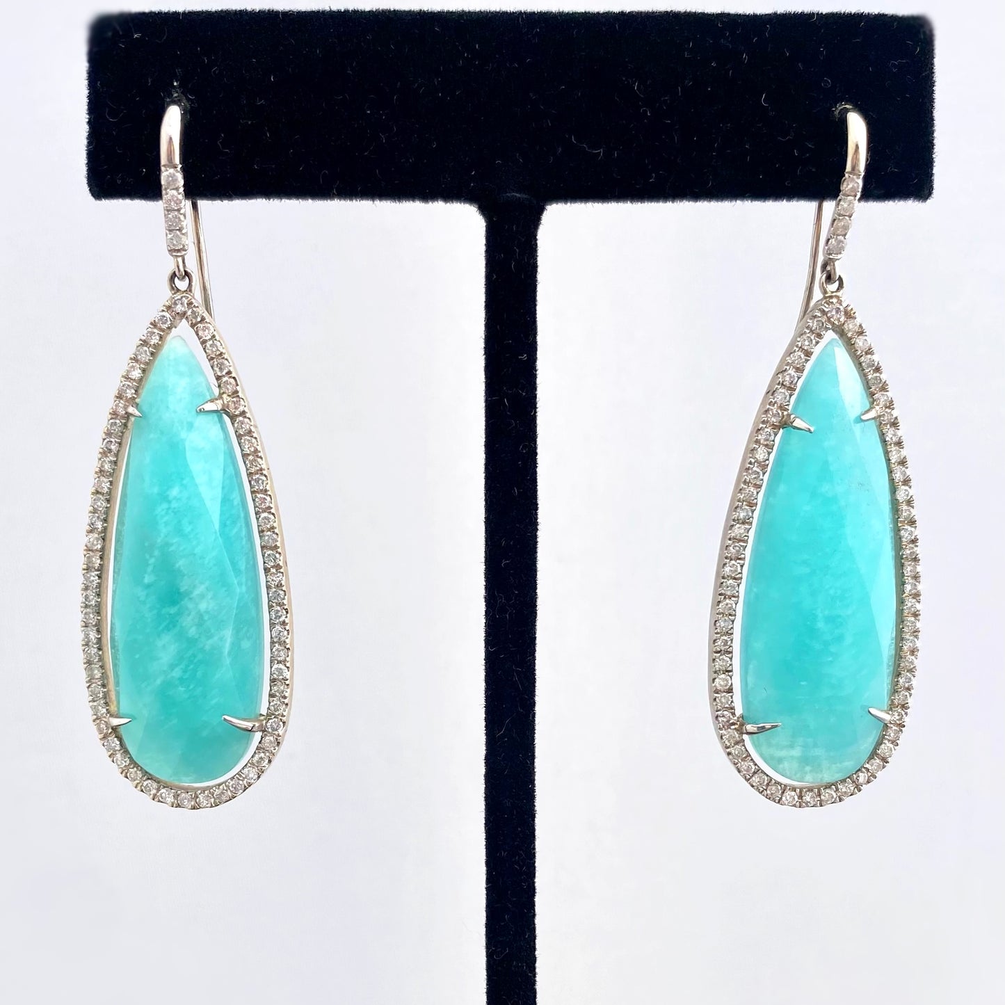 Amazonite & White Diamond Earrings