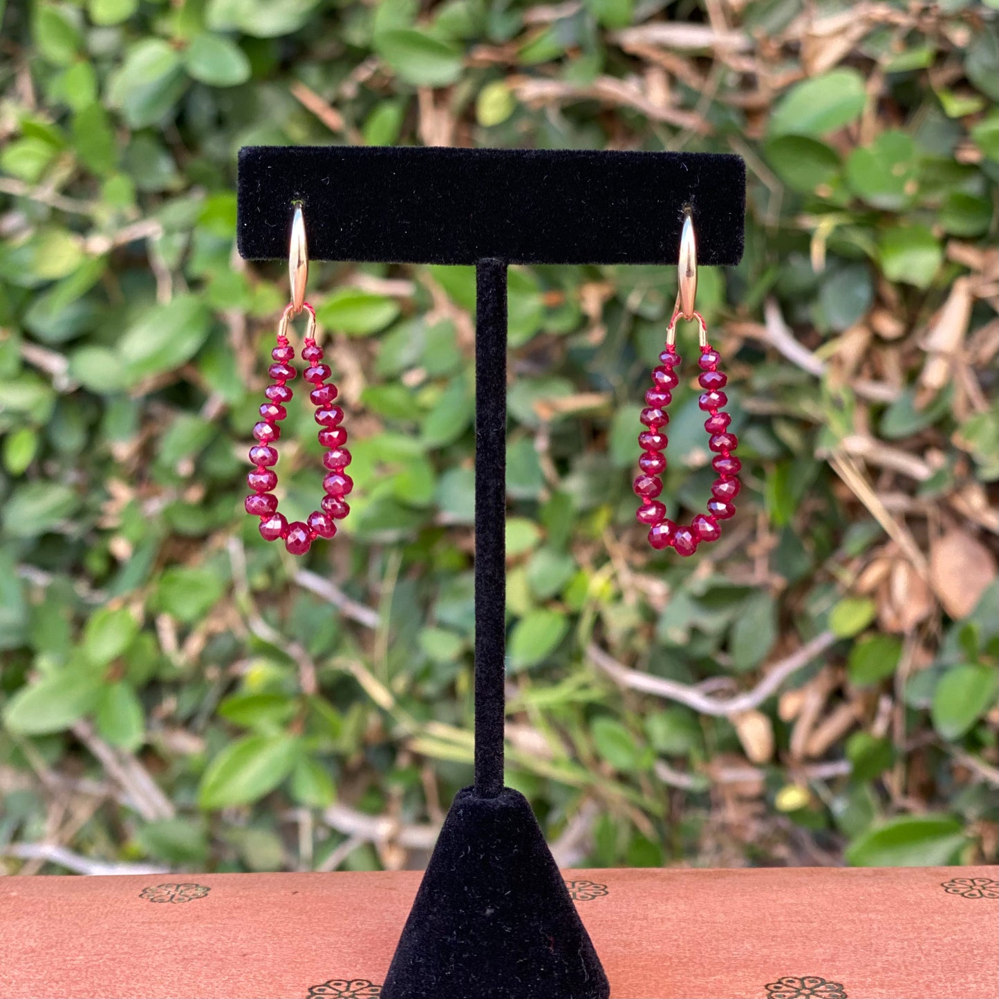 Delicate Ruby Bead Earrings