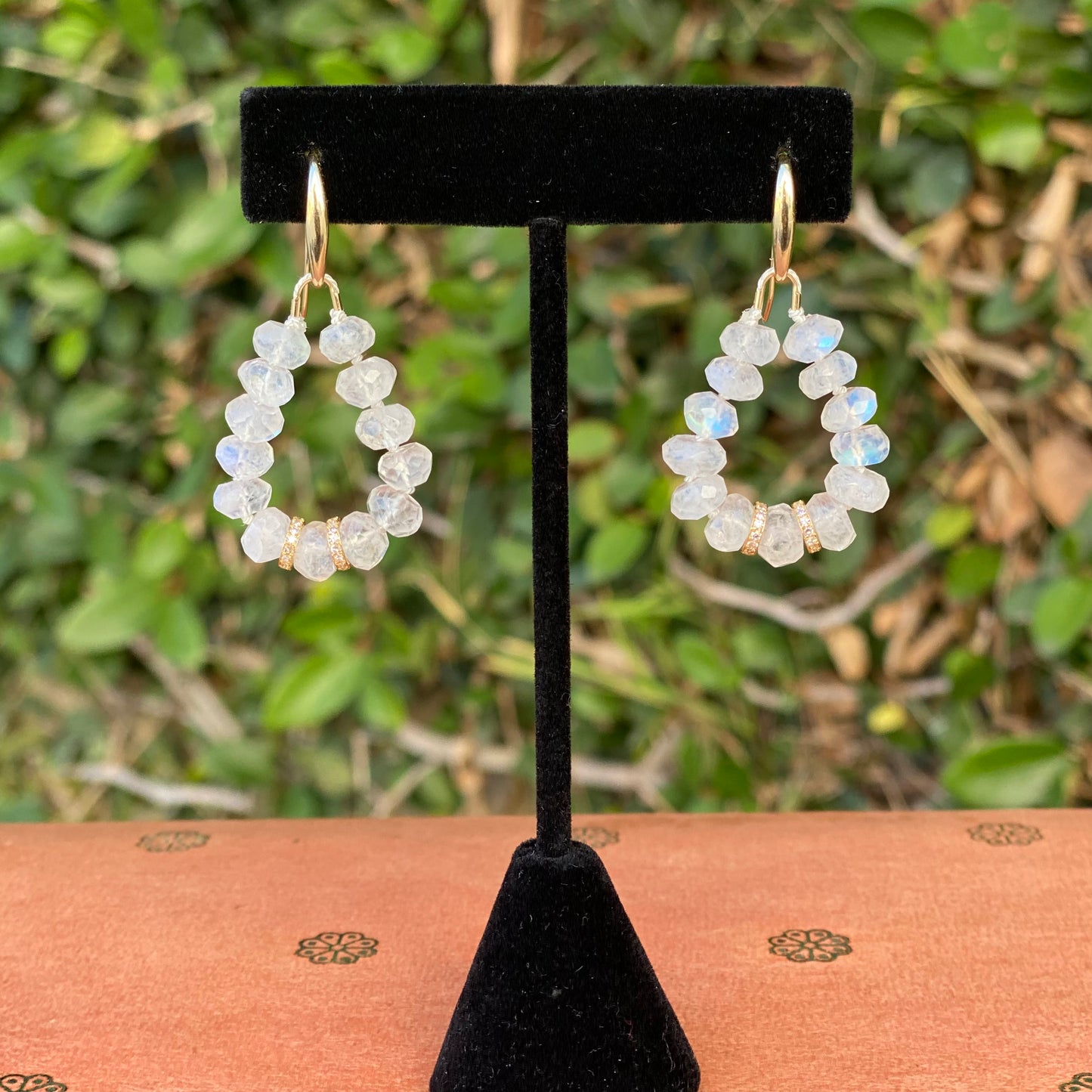 Moonstone and Diamond Earrings