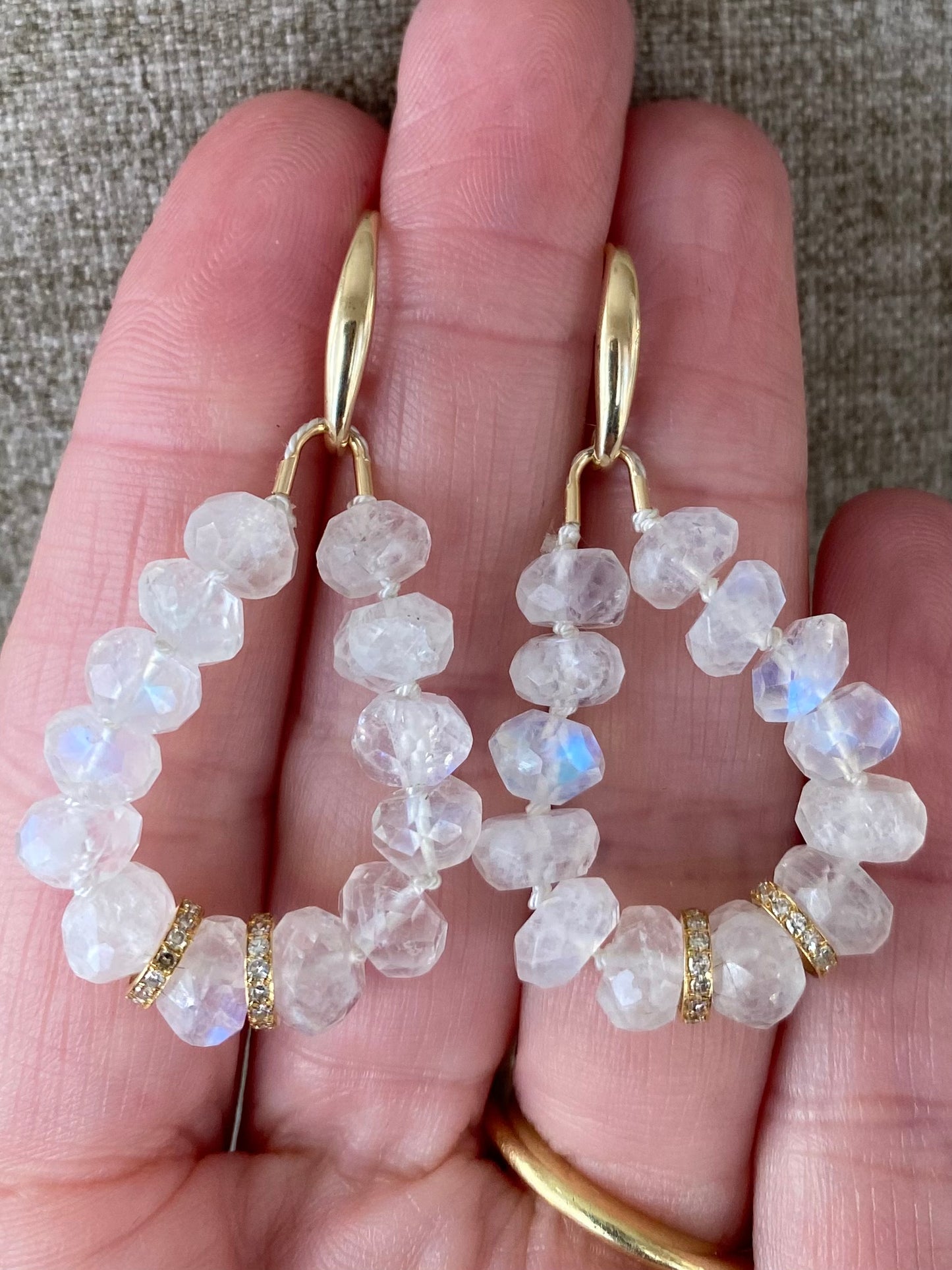 Moonstone and Diamond Earrings