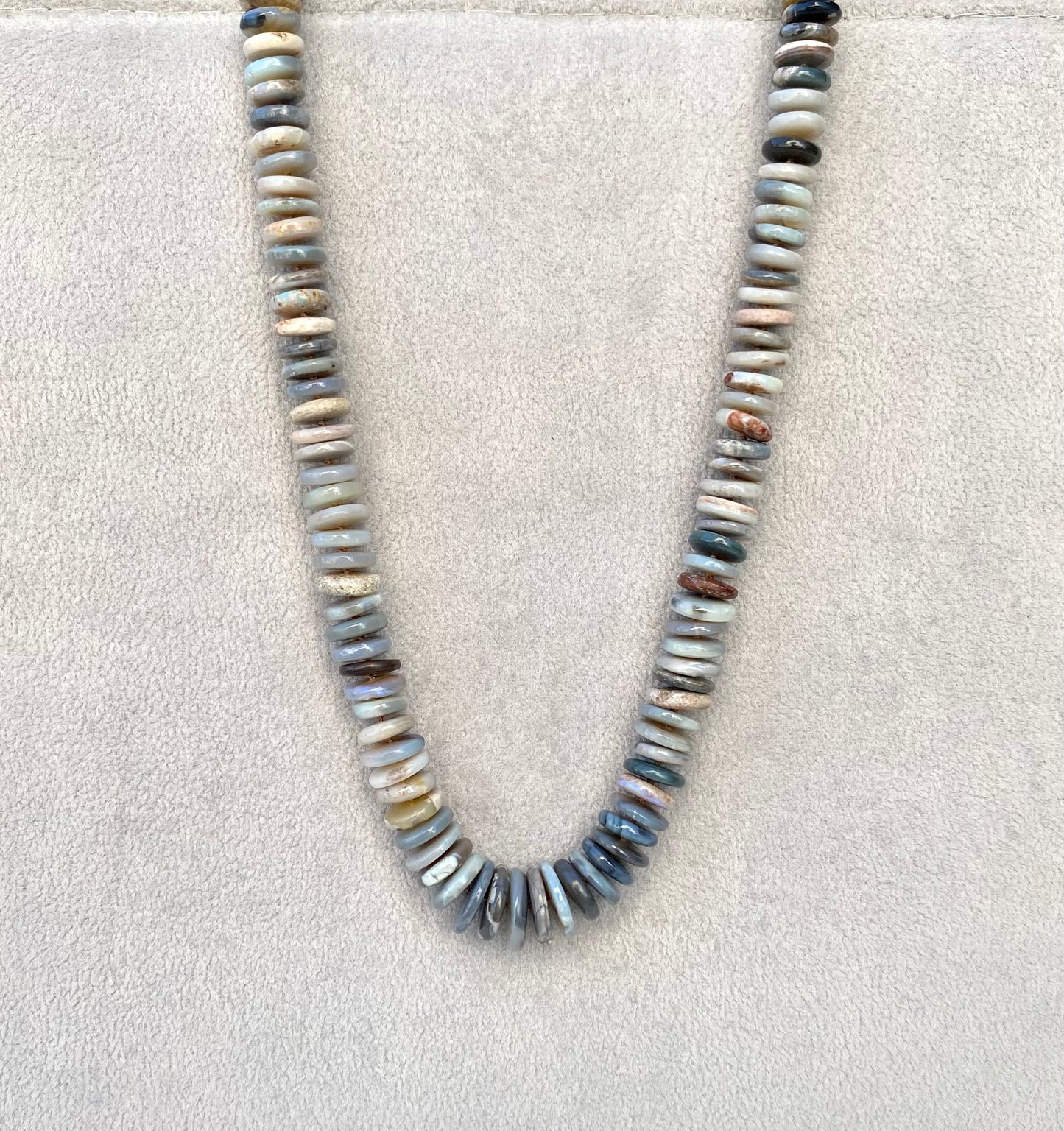 Opal Earth Tone Hand Knotted Disk Necklace