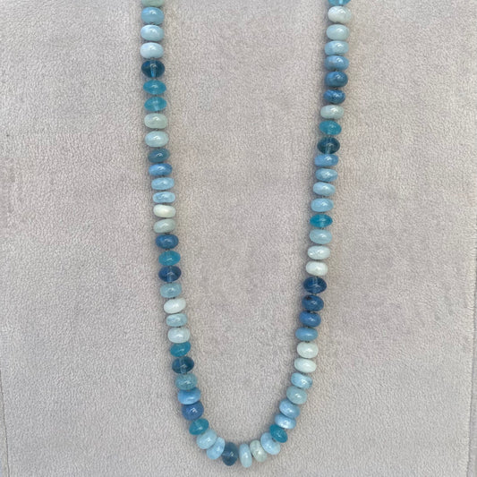 Blue Wave Smooth Rondelle Full Strand Necklace