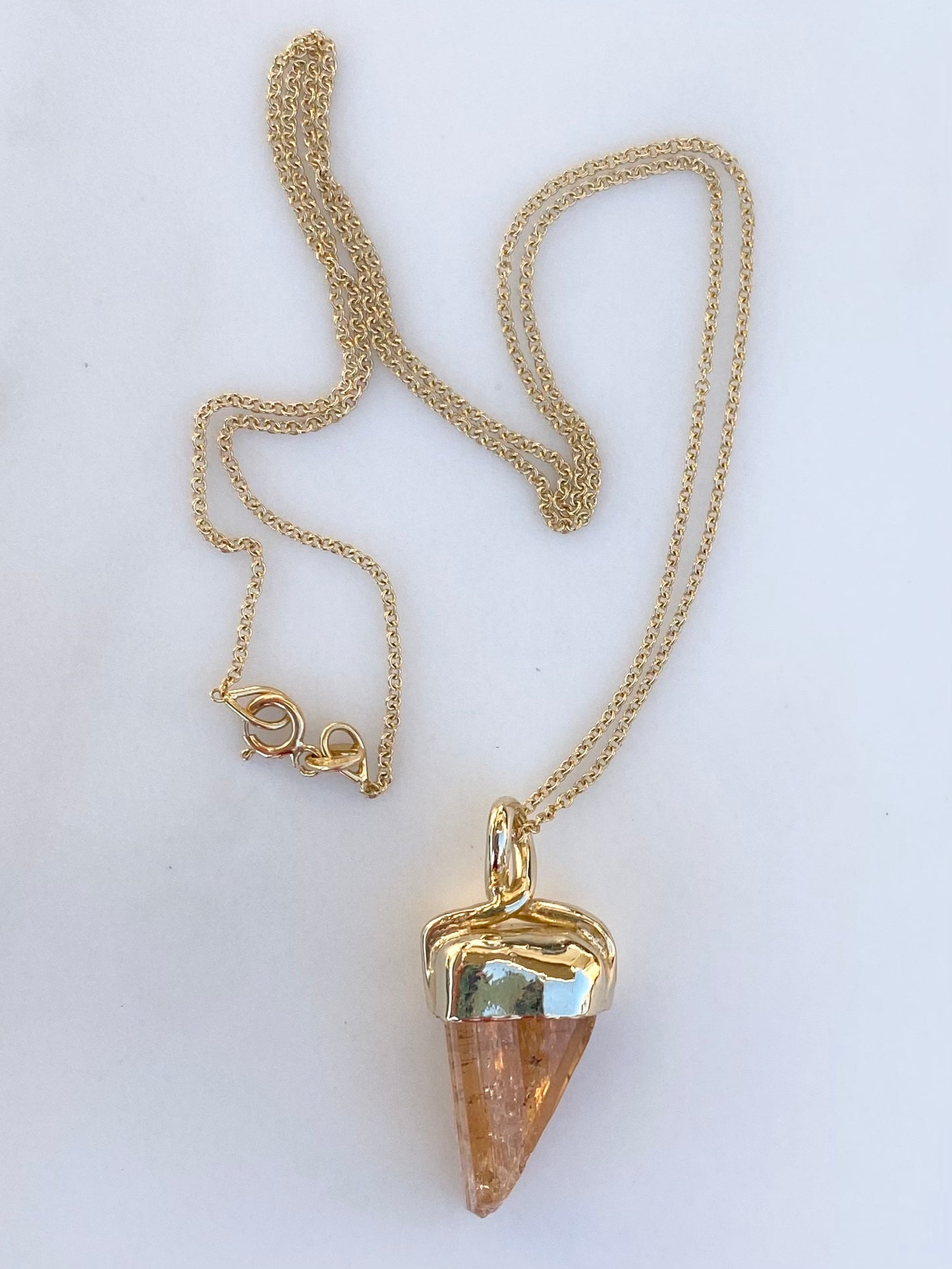 Orange Tourmaline Crystal Pendant on Silk